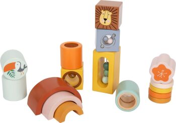 Zestaw drewnianych klocków sensorycznych Safari 12 elementów
