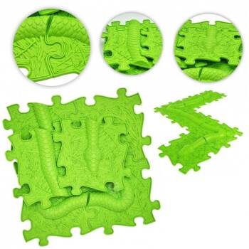 MUFFIK Mata Sensoryczna Puzzle Wąż Zielony 6 el. + KARTY PRACY