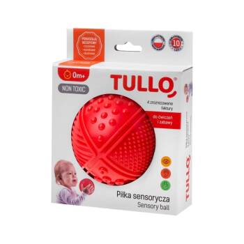 Piłka sensoryczna 4 faktury - kolor czerwony + darmowy E-BOOK - 11 zabaw z piłeczkami sensorycznymi